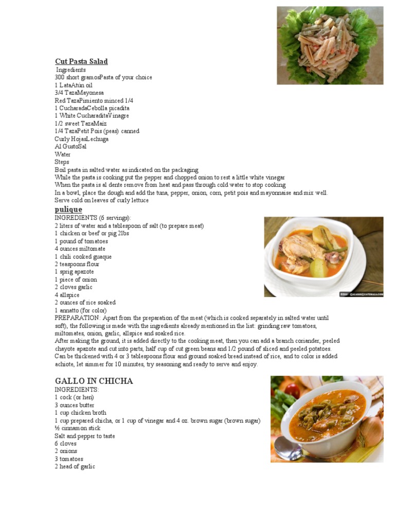 10 Recetas Cortas en Inglés y Español | PDF | Salad | Garlic