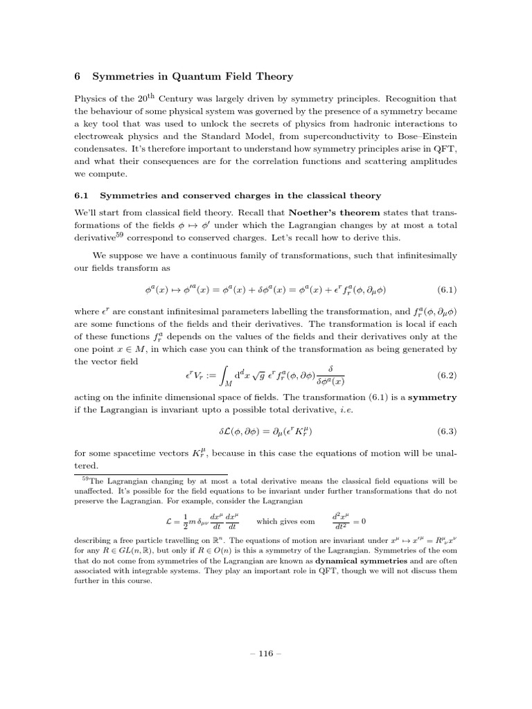 6 Symmetries in Quantum Field Theory | PDF | Noether's Theorem ...