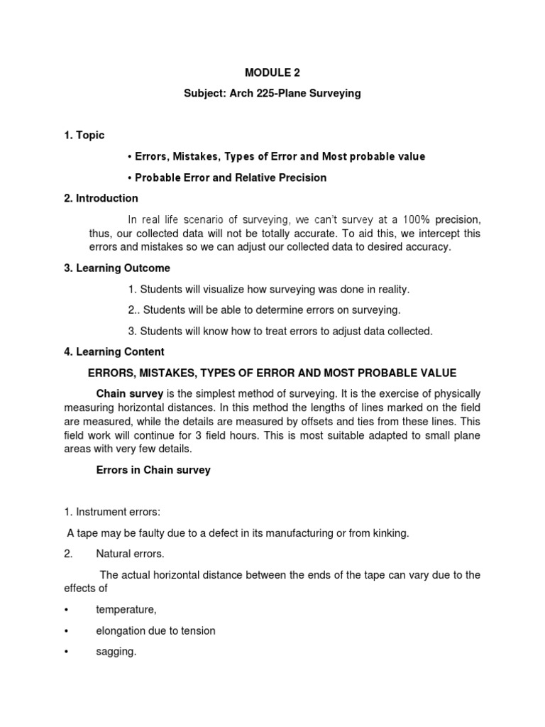 Errors and Probable Values in Surveying | PDF | Surveying | Accuracy ...