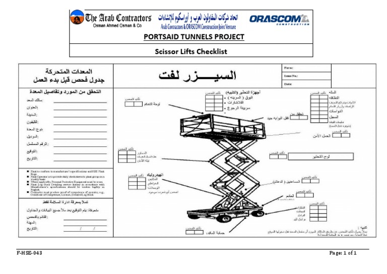 Scissor Lifts Checklist PDF