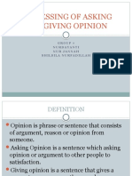 Expressing of Asking and Giving Opinion: Group 7 Nurdayanti Nur Jannah Shilsila Nurfadillah