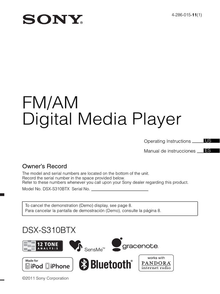 Sony DSXS310BTX PDF I Pod Radio