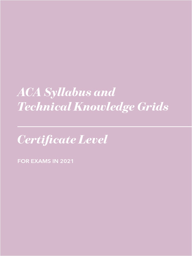 2021 ACA Syllabus Handbook - Certificate | PDF | Artificial ...
