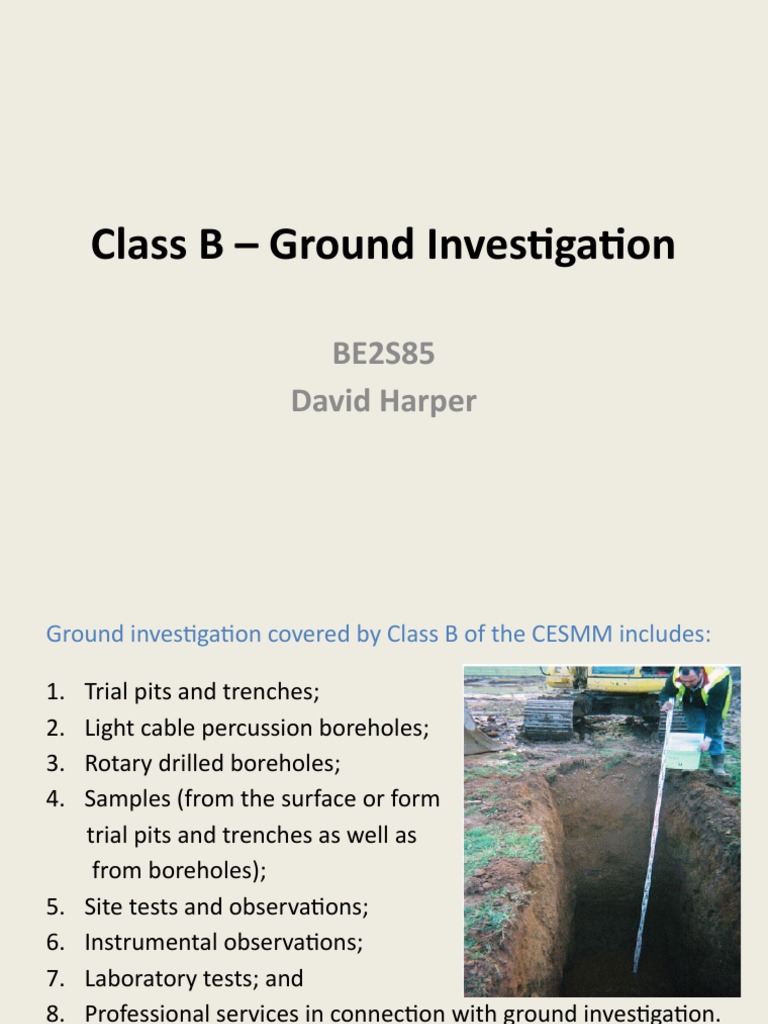 Class B Ground Investigation Methods | PDF | Borehole