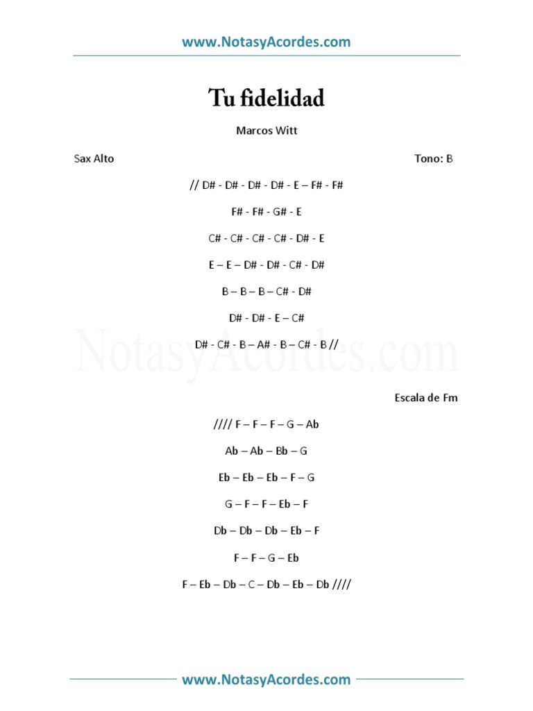 Tu Fidelidad en Sax Alto Marcos Witt | PDF