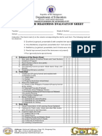 Department of Education: Classroom Readiness Evaluation Sheet