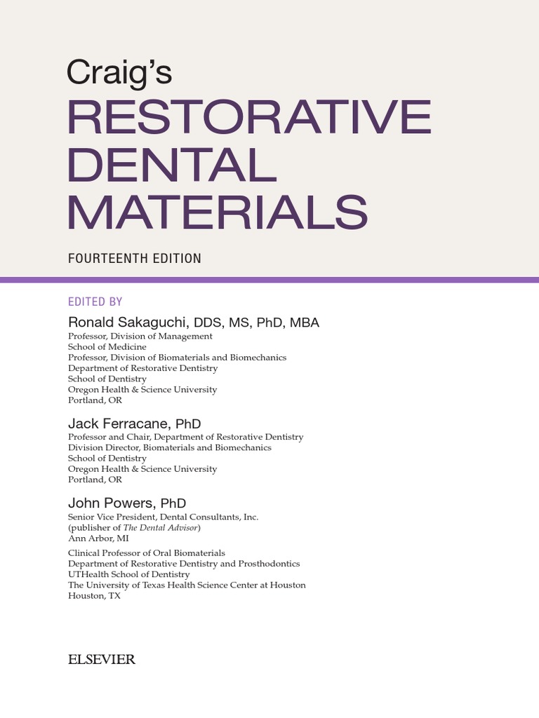 Front Matter 2019 Craig S Restorative Dental Materials PDF