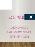Article Number 4: A Portfolio Approach To Classrooms Reading Assessment: The Whys, Whats, and Hows