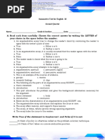 2nd Quarter - Summative Test For English 10