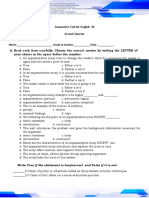 2nd Quarter - Summative Test For English 10