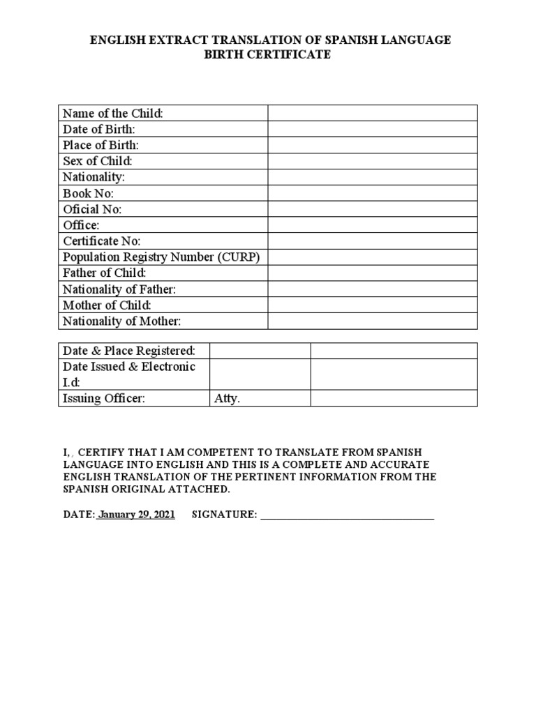 Birth Certificate Template