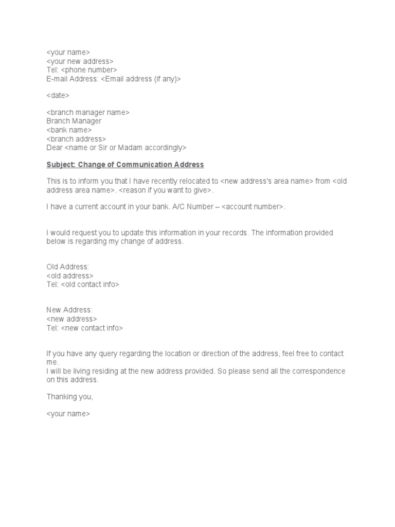 Change of Communication Address Request | PDF