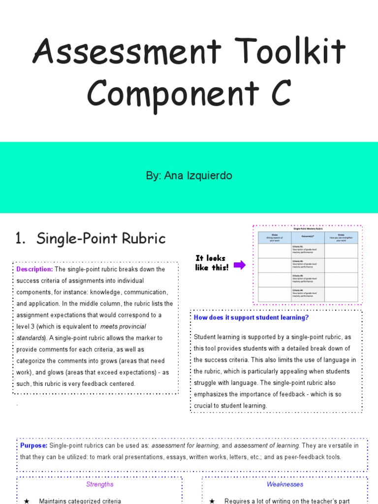 Assessment Toolkit Component C 2 | PDF | Rubric (Academic ...