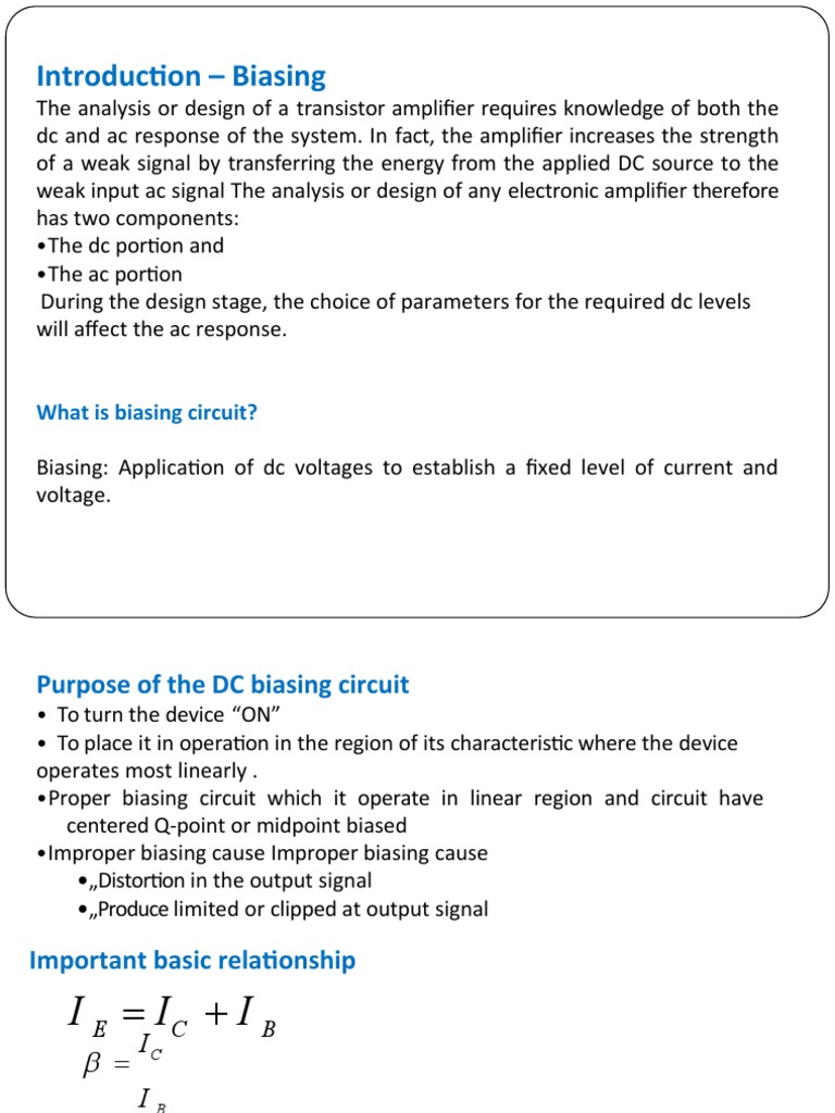 Biasing of BJT PDF Amplifier Electrical Network
