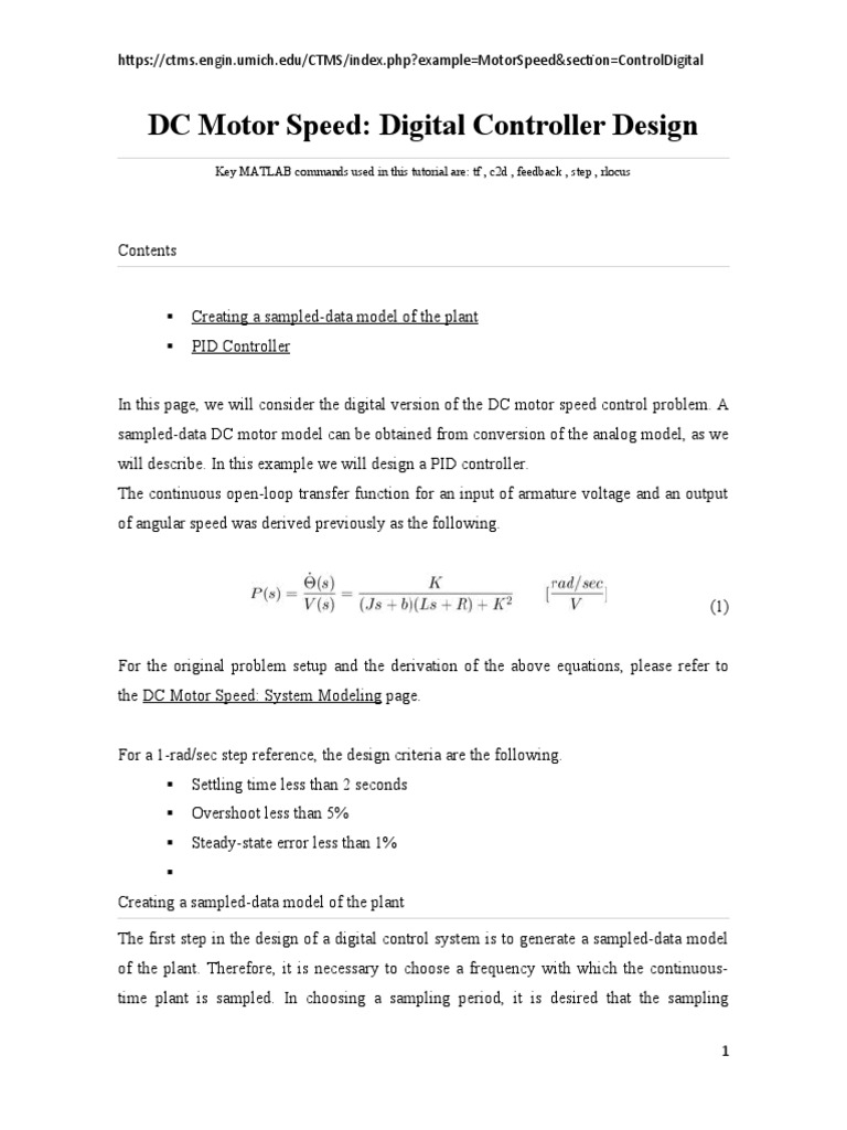 DC Motor Speed | PDF | Control Theory | Telecommunications Engineering