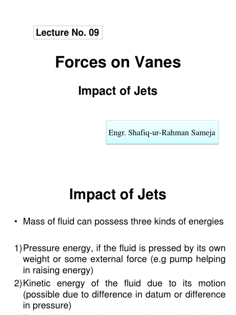 Forces on Vanes from Fluid Jets | PDF | Force | Momentum