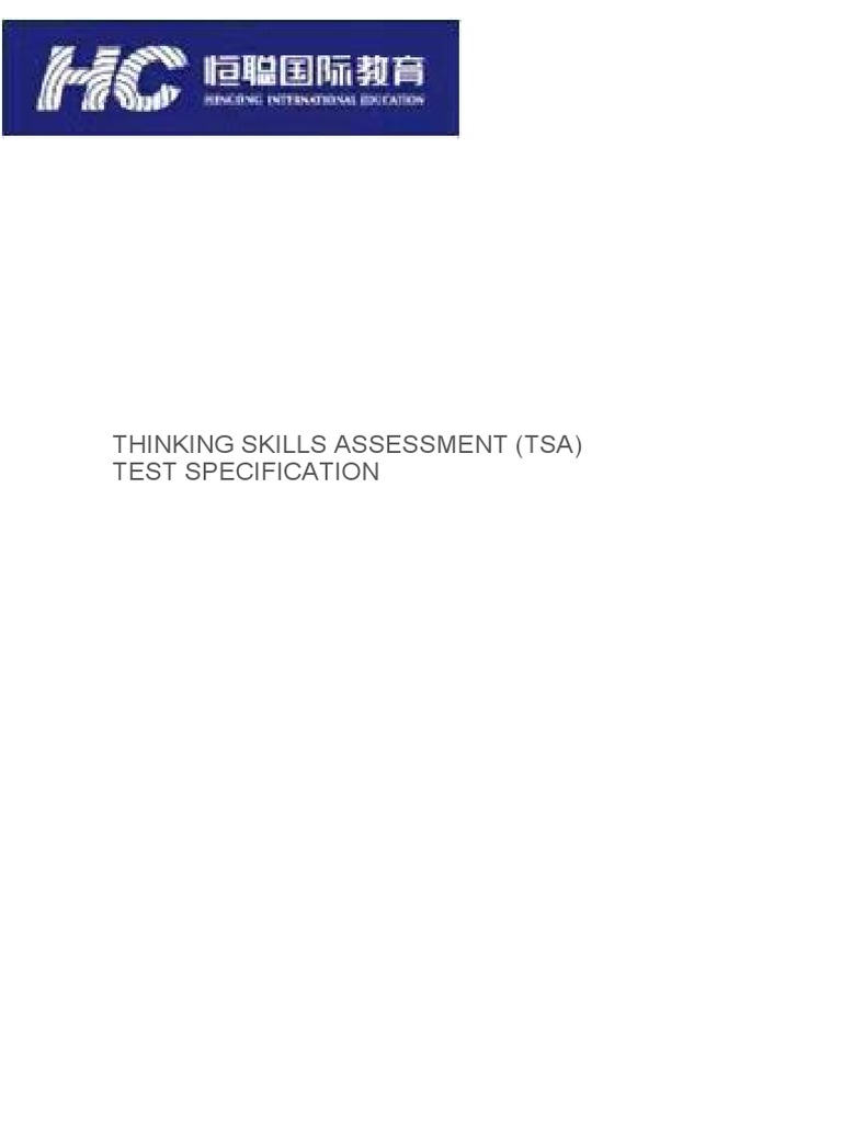 Thinking Skills Assessment (Tsa) Test Specification | PDF | Peat | Argument