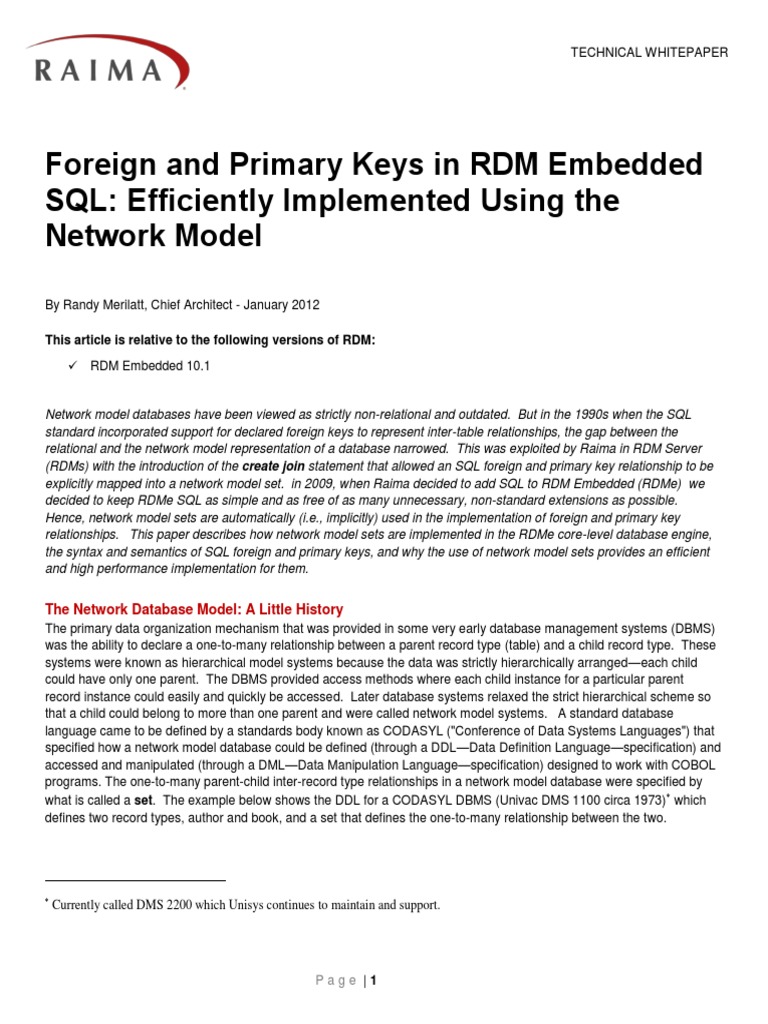 Declared Foreign and Primary Keys in RDM Embedded SQL | PDF ...