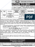 Invitation To Bid: The Resident Engineer, Jinnah Hydel Power Station, WAPDA, Kalabagh Tender No. JHPS/ITR/ESM-76