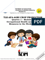 Tle-Afa-Agri Crop Production: Quarter 1 - Module 5: Occupational Health and Safety Measures in The Workplace