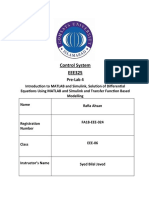 Control System EEE325: Pre-Lab 4