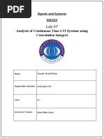 Signals and Systems EEE223 Analysis of Continuous Time LTI Systems Using Convolution Integral