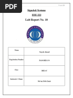 Lab Report No. 10: Signals& Systems EEE-223