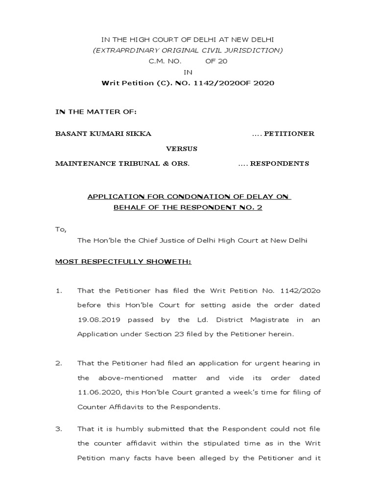 application-for-condonation-of-delay-pdf-affidavit-writ