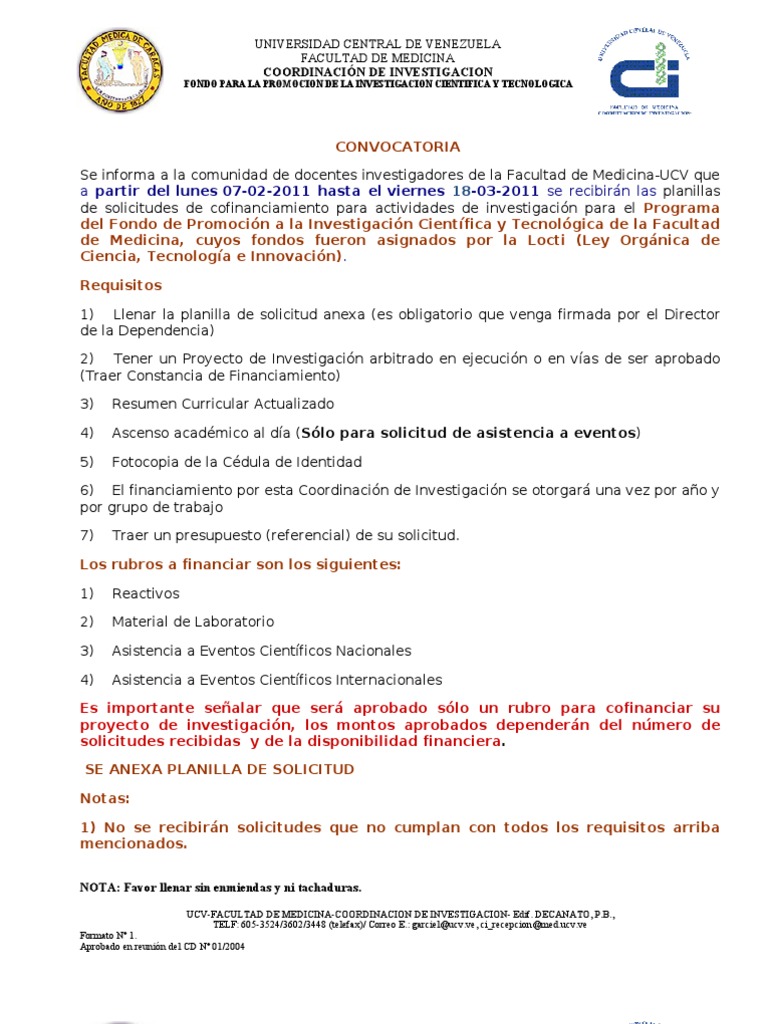 Planilla de Cofinanciamiento Del Fondo de Promoción a la 