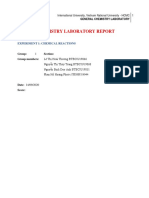 Chemistry Laboratory Report: Experiment 1: Chemical Reactions