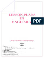 Lesson Plans IN English V: Irene Loraine Forbes Barrago