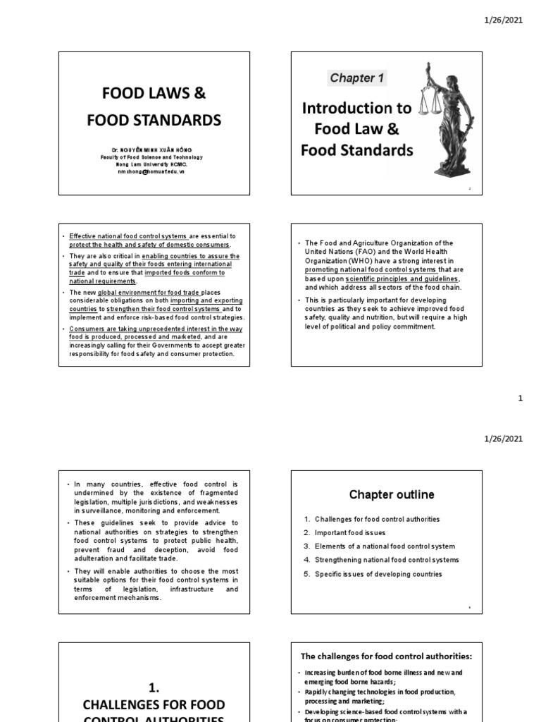 Food Laws & Food Standards Introduction To Food Law & Food Standards