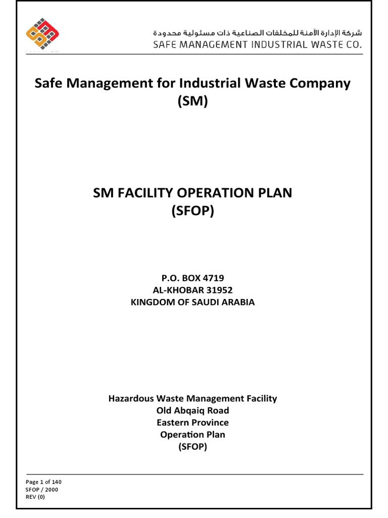 Hazardous Waste Management Facility Operation Plan for Safe Management