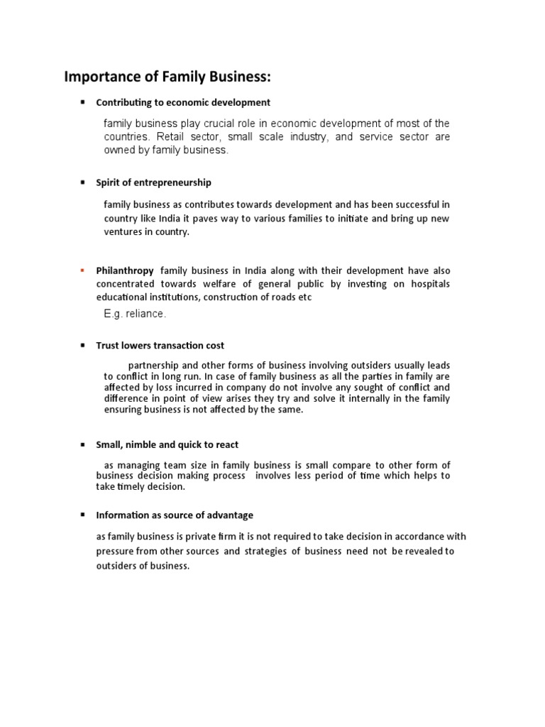 Importance of Family Business in India | PDF