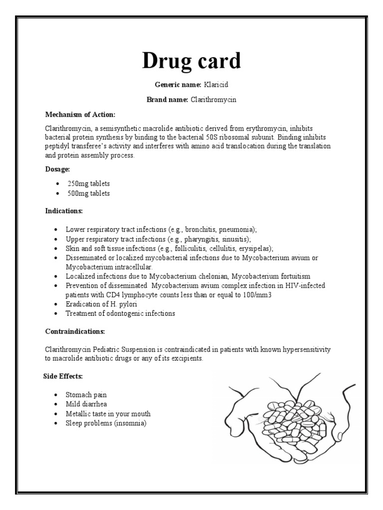 Drug Card Generic Name Klaricid Brand Name Clarithromycin Mechanism