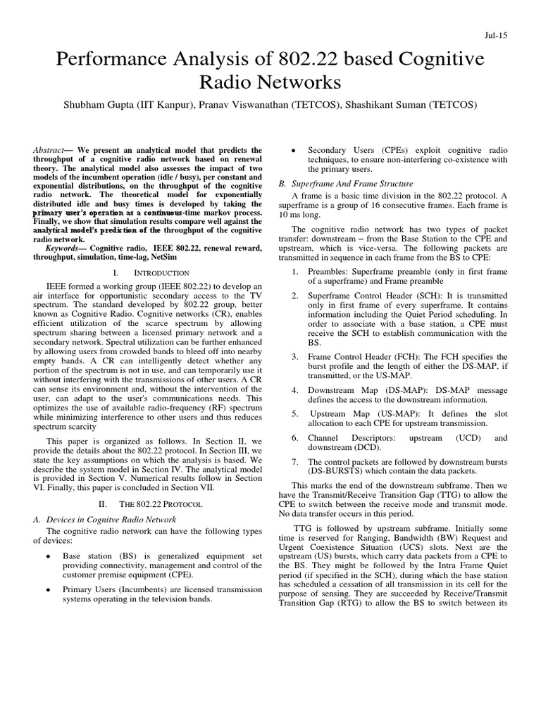 Cognitive Radio Network Analysis | PDF | Cognitive Radio | Computer Network