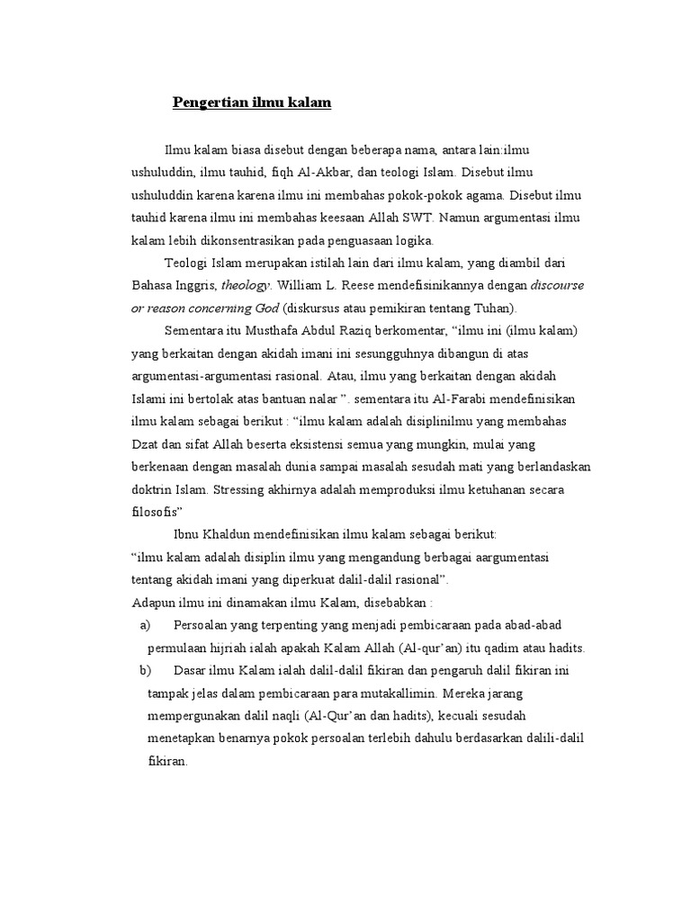 Jawaban Ilmu Kalam Pdf