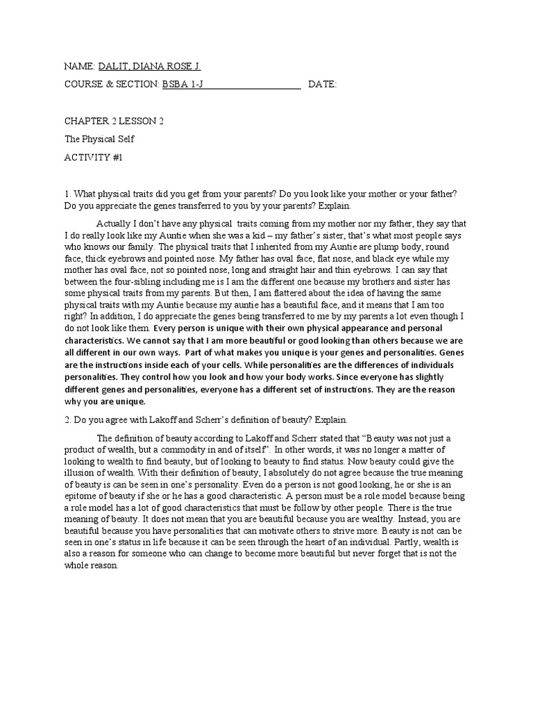 Understanding the self the physical self pdf body image self esteem