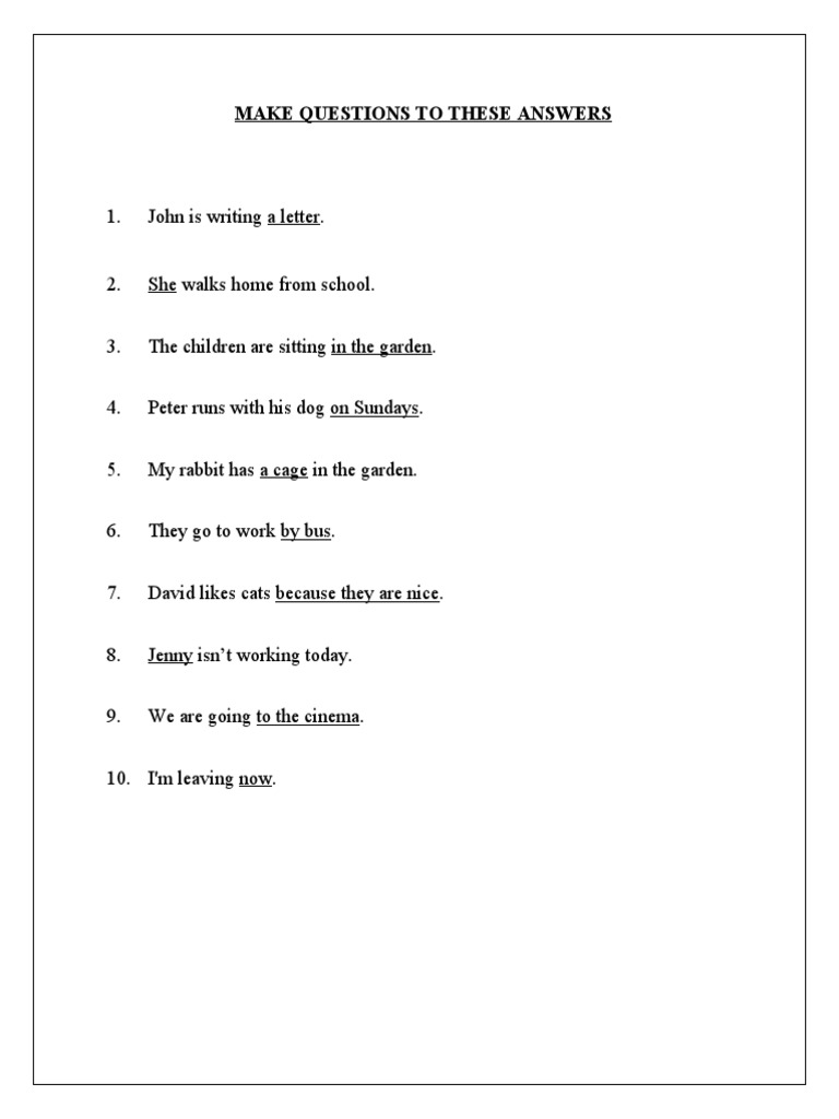 Questions for Given Answers | PDF
