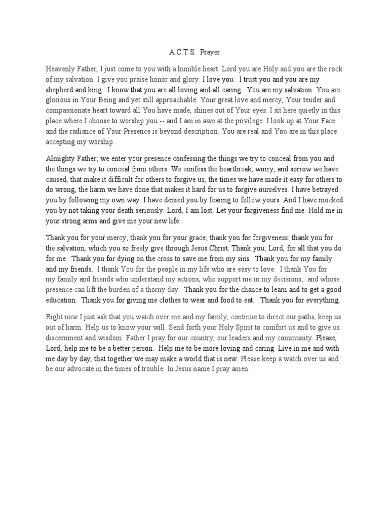 ACTS Prayer Sample | PDF | Forgiveness | Mercy