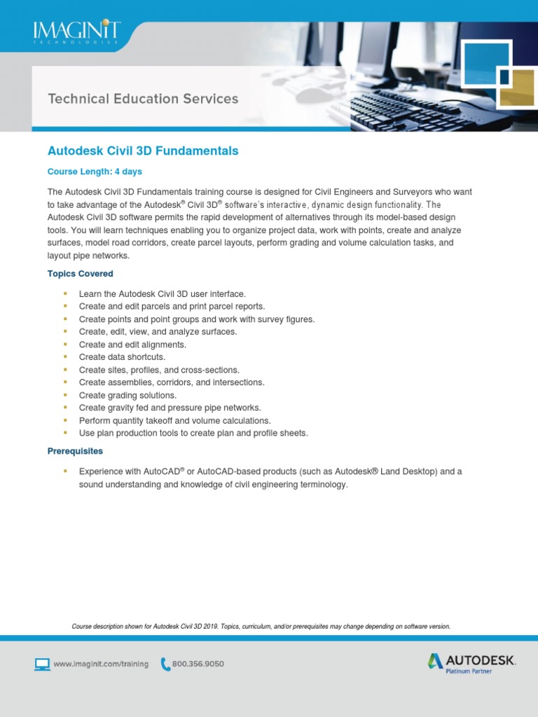Autodesk Civil 3D Fundamentals: Course Length: 4 Days | PDF | Autodesk ...