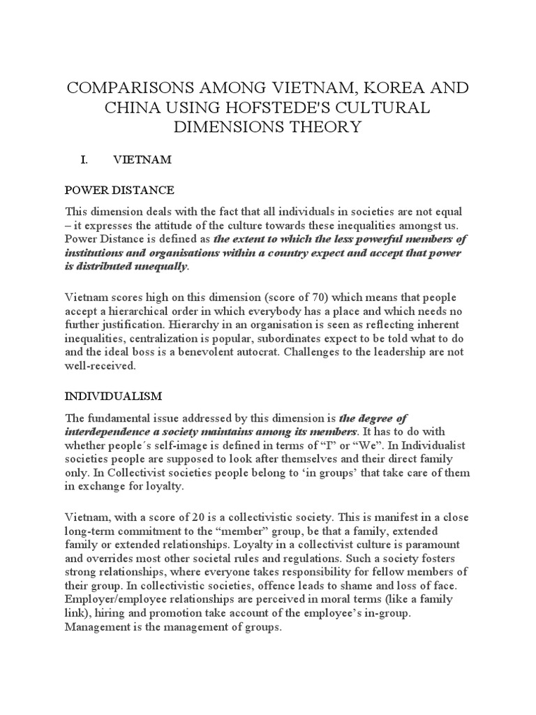 Hofstede's Cultural Dimensions in Vietnam | PDF | Collectivism | Society