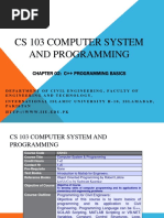 Cs 103 Computer System and Programming: Chapter 02: C++ Programming Basics