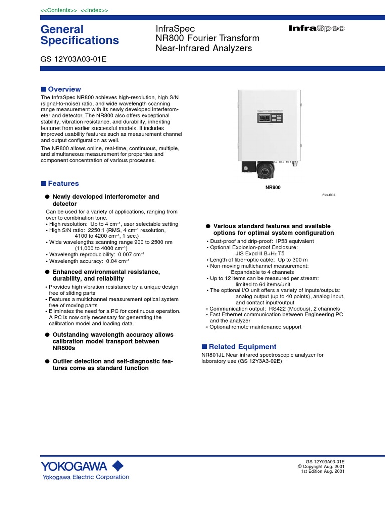 General Specifications: Infraspec Nr800 Fourier Transform Near-Infrared ...