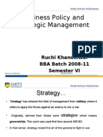 Business Policy and Strategic Management: Ruchi Khandelwal BBA Batch 2008-11 Semester VI
