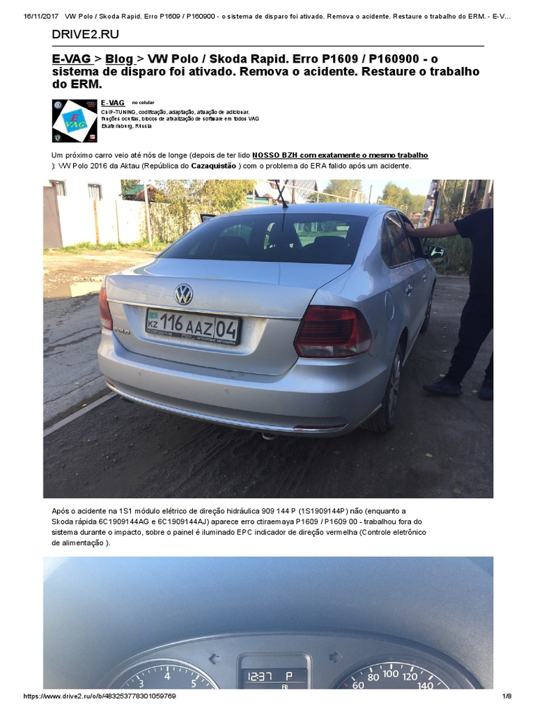 VW Polo - Skoda Rapid. Erro P1609 - P160900 - o Sistema de Disparo Foi ...