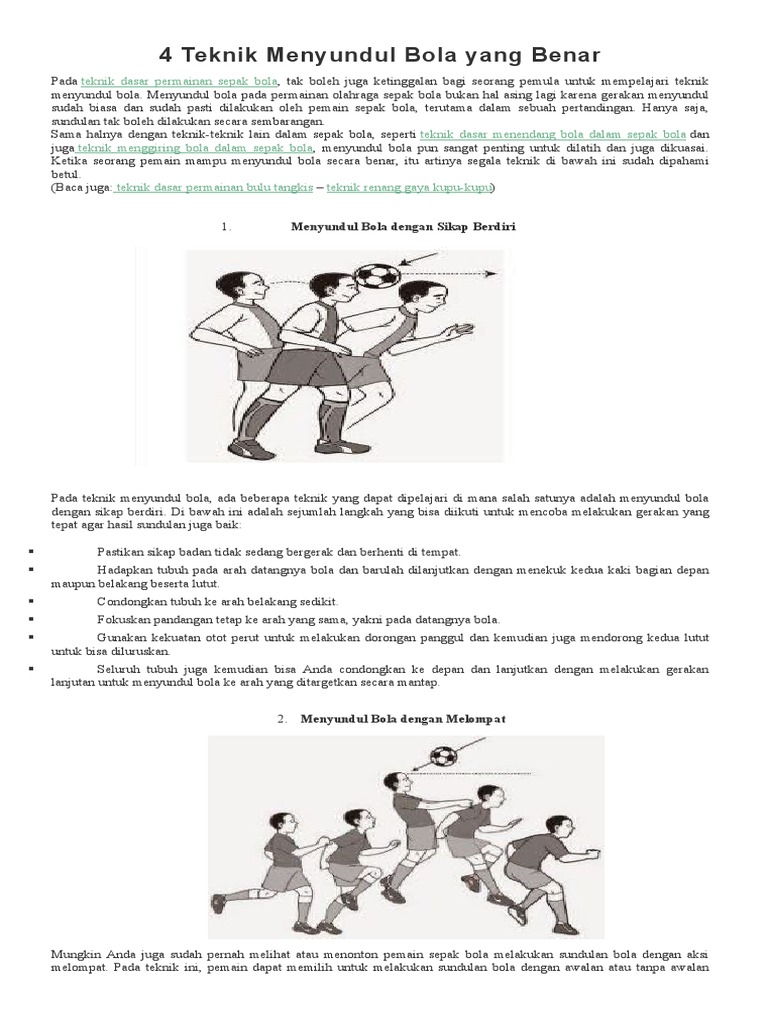 4 Teknik Menyundul Bola Yang Benar PDF