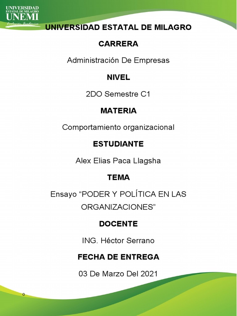 Poder y Politica | PDF | Liderazgo | Gestión del cambio