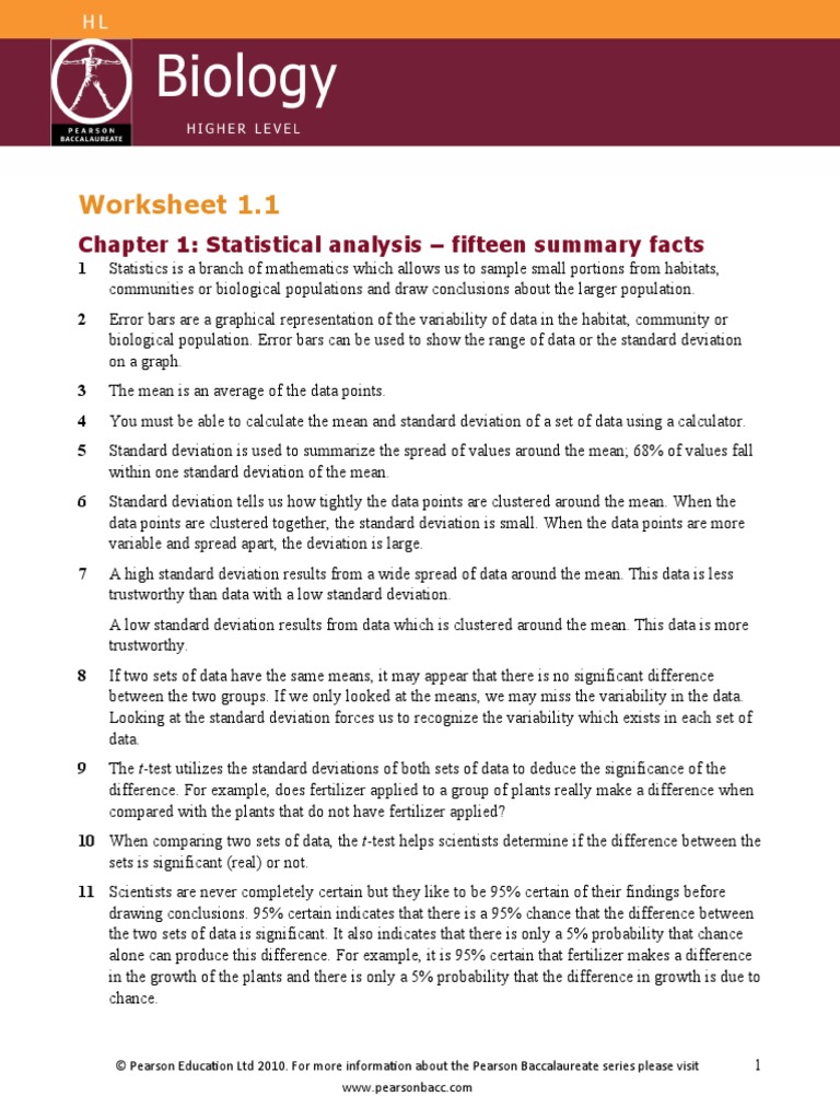 Worksheet 1.1: Chapter 1: Statistical Analysis - Fifteen Summary Facts ...