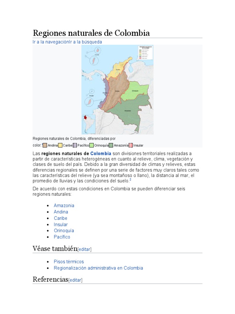 Regiones Naturales de Colombia | PDF
